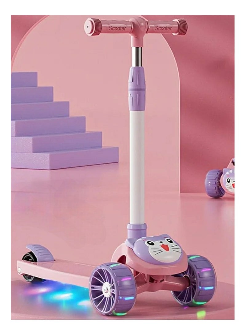 سكوتر أطفال يمكن الجلوس وركوب، مع عجلات مضيئة ، ارتفاع قابل للتعديل، سكوتر قابل للطي، للأنشطة الخارجية للأولاد والبنات - Image 1