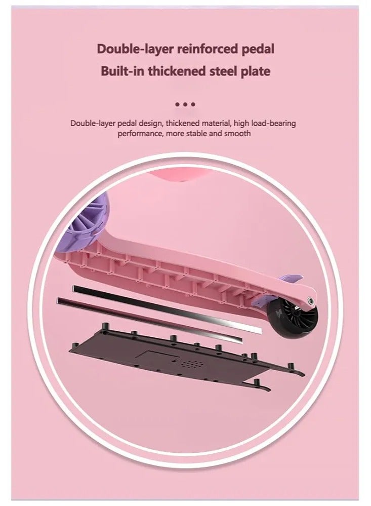 سكوتر أطفال يمكن الجلوس وركوب، مع عجلات مضيئة ، ارتفاع قابل للتعديل، سكوتر قابل للطي، للأنشطة الخارجية للأولاد والبنات - Image 3