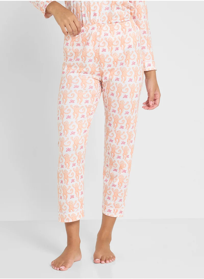 Ginger Floral Printed Button Down Pyjama Set