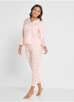 Ginger Floral Printed Button Down Pyjama Set  - Image 5