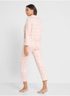 Ginger Floral Printed Button Down Pyjama Set  - Image 2