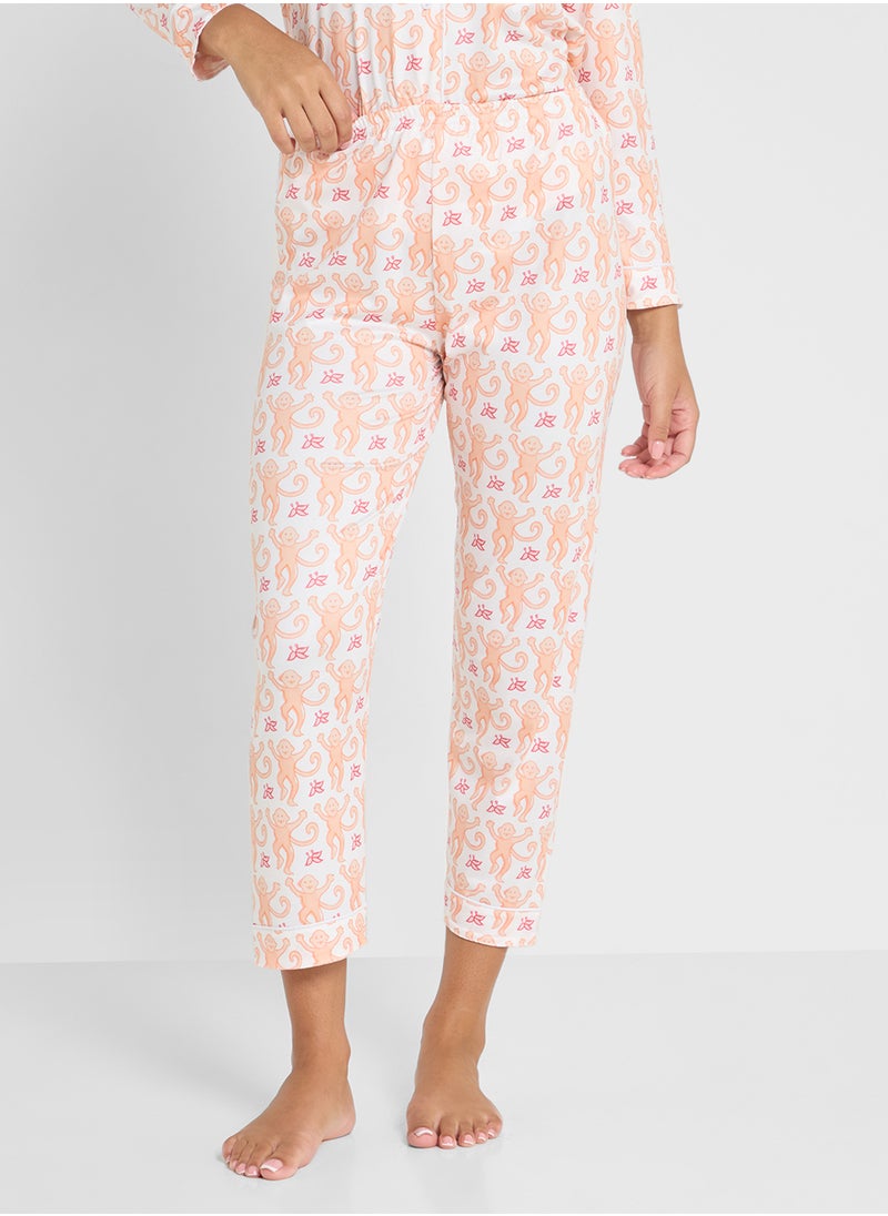 Ginger Floral Printed Button Down Pyjama Set  - Image 4