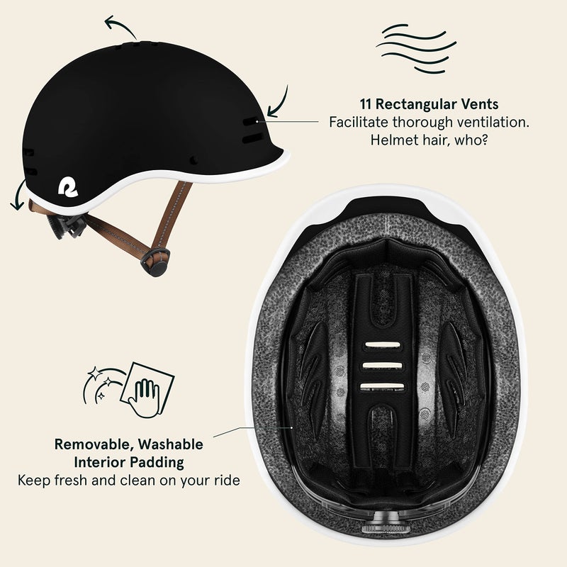 Retrospec Remi Kids' Bike Helmet for Youth Boys & Girls- Bicycle Helmet with Built-in Visor and Adjustable Reflective Straps for Skateboarding, Scooters, Rollerblading - Matte Black - 49-53cm - Image 3