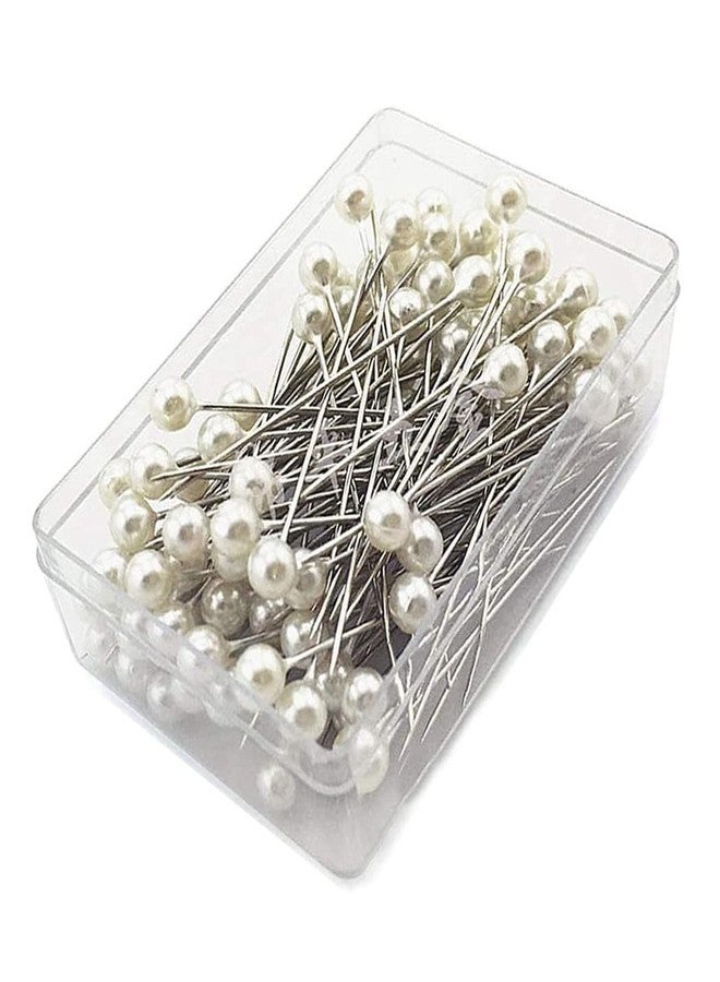 سوتشات دبابيس رأس كروية لؤلؤية من سوتشات، دبابيس رأس مستقيمة، دبابيس زهور، دبابيس خياطة لزهور الزفاف، عروات أزرار، دبابيس زهور، حرف يدوية، 100 قطعة - Image 1