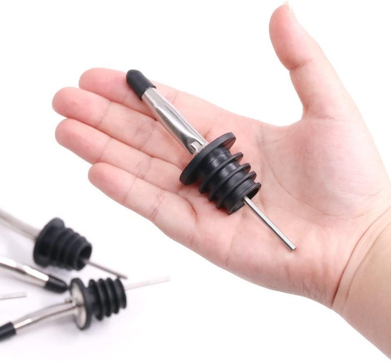12 Pcs Wine Bottle Opener Stainless Steel Classic Bottle Pourers Tapered Spout Black - Image 2