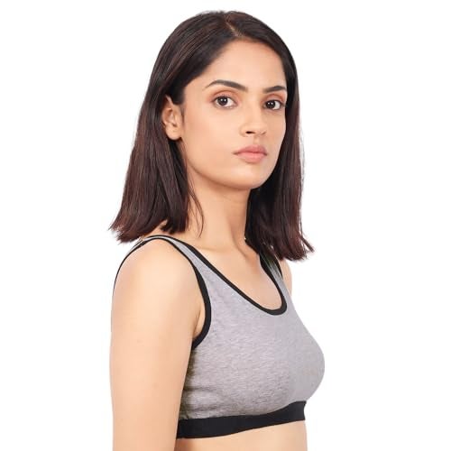 DChica Sports Bra for Women's, Cotton Non Padded Full Coverage, Non-Wired T-Shirt Gym Workout Bra with Regular Broad Strap, Activewear Training Bra (Pack of 1 Bra) - Image 5