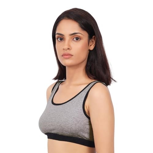 DChica Sports Bra for Women's, Cotton Non Padded Full Coverage, Non-Wired T-Shirt Gym Workout Bra with Regular Broad Strap, Activewear Training Bra (Pack of 1 Bra) - Image 4