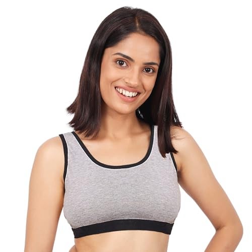 DChica Sports Bra for Women's, Cotton Non Padded Full Coverage, Non-Wired T-Shirt Gym Workout Bra with Regular Broad Strap, Activewear Training Bra (Pack of 1 Bra) - Image 1