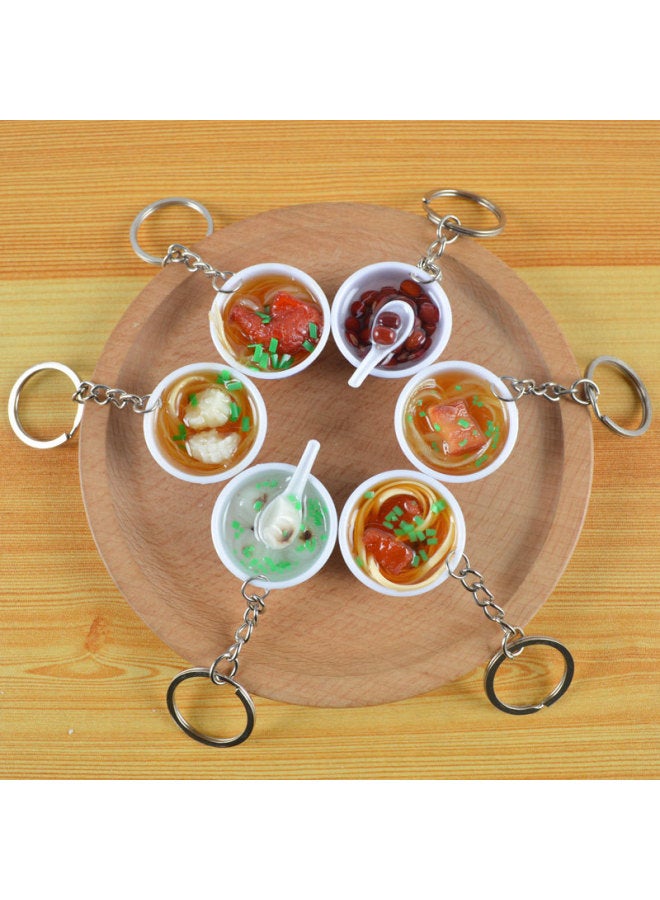 PVC Simulation Food Blue And White Porcelain Keychain Simulation Food Play Small Bowl Backpack Pendant Decorative Toys Strength Factory-Color:02-[Diameter 3cm]]-Dimensions:Diameter 3CM