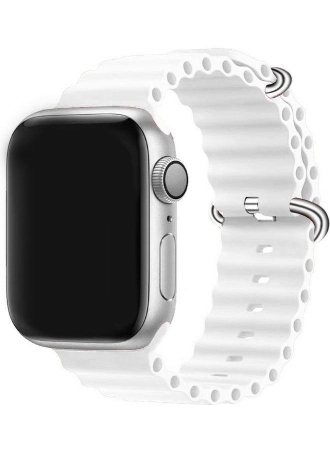 vesus - Apple Watch Ocean Band 49mm 45mm 44mm 42mm Soft Silicone Loop Strap for iWatch Series Ultra/8/7/SE/6/5/4/3/2/1 White - Image 1