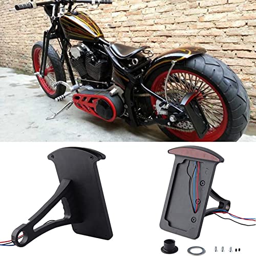 Rich Choices Motorcycle Bobber Custom Side Mount License Plate Frames Brake Tail Light Chrome - Image 1