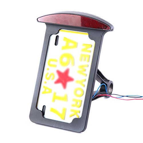 Rich Choices Motorcycle Bobber Custom Side Mount License Plate Frames Brake Tail Light Chrome - Image 5