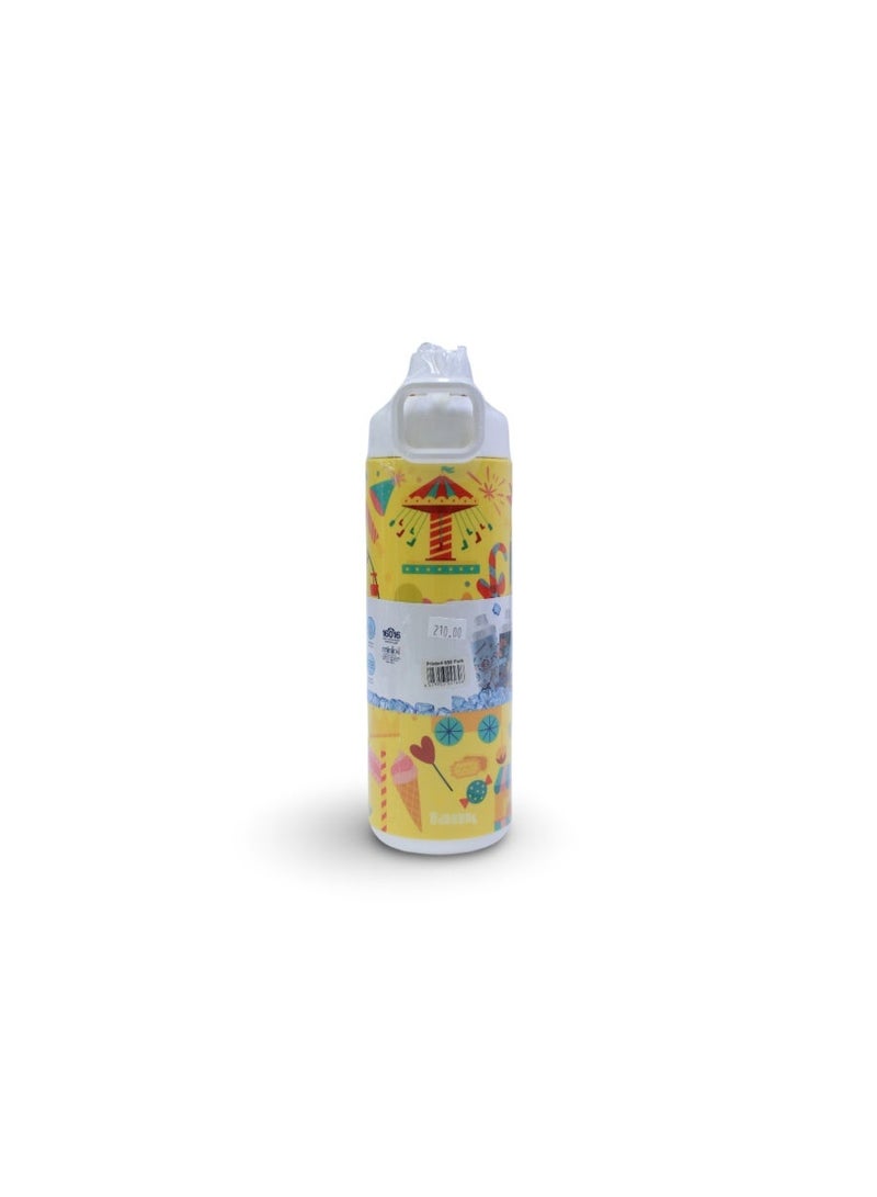 Tank Insulated Plastic Water Bottle Fastive Print 650ml – Yellow - Image 1