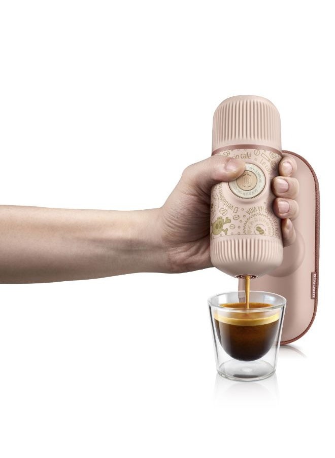 WACACO - Nanopresso Dark Souls | Portable Espresso Machine w/ Travel Case, 18Bar High Extraction Power, 80ml Water Capacity, Works w/ NS Adapter for Capsules, For Camping, Travel, Office, Home - Pink - Image 1