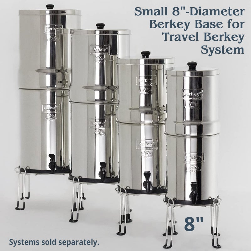 Berkey Small Berkey Base Stainless Steel Stand Raises Your Travel Berkey Water Filter System 6" Above Countertop for Easier Dispensing of Filtered Water - Image 2