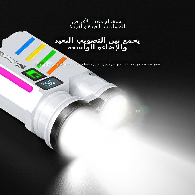 القرش المبتسم SMILING SHARK مصباح يدوي محمول قابل للشحن عبر USB مع وضعين للإضاءة، سطوع عالي، إضاءة لامعة ومؤشر بطارية - Image 3