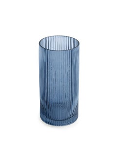PURE HOME + LIVING Pure Home Living Blue Ribbed Straight Glass Vase Medium  - Image 4