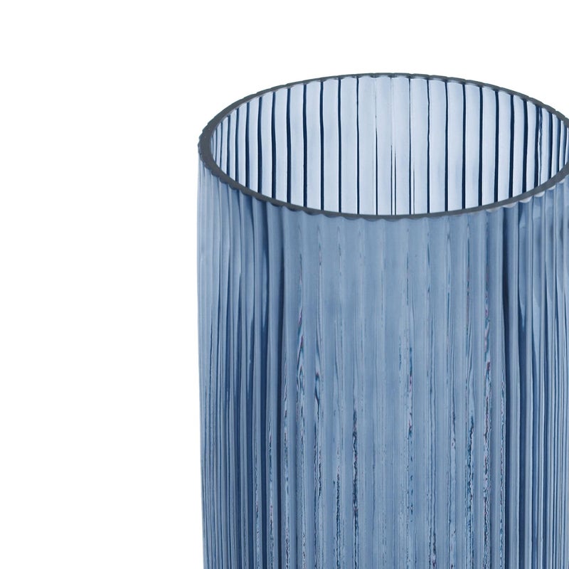 PURE HOME + LIVING Pure Home Living Blue Ribbed Straight Glass Vase Medium  - Image 5