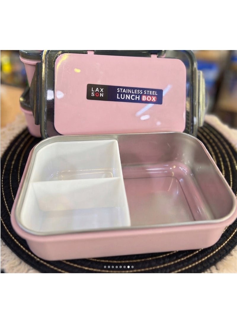 LAXSON Stainless Steel Lunch Box - Leak-Proof Compartment Food Container for Kids & Adults (School, Office, and Travel) - Image 3