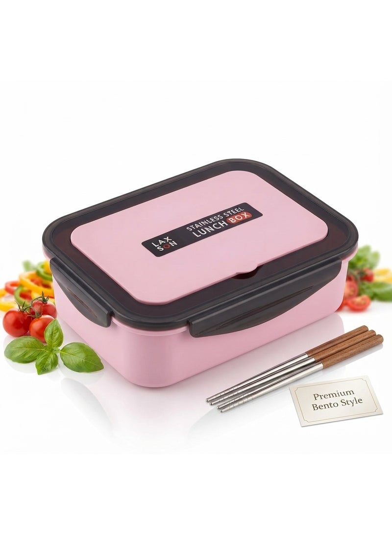 LAXSON Stainless Steel Lunch Box - Leak-Proof Compartment Food Container for Kids & Adults (School, Office, and Travel) - Image 1