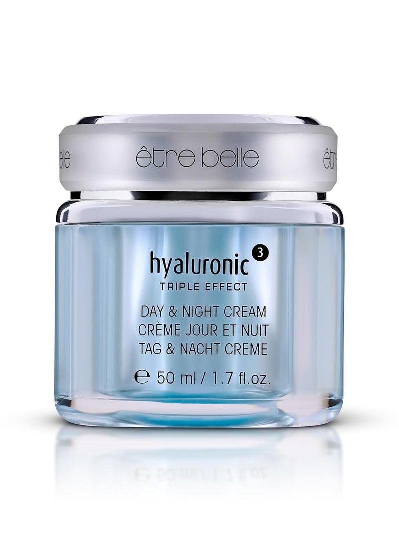 Etre Belle être belle Hyaluronic³ Day & Night Cream | Hyaluronic Acid Moisturizer Face Cream with Squalane, Jojoba, and Grape Seed Oil for All Skin Types | Hydrating, Firming & Plumping Face, 50 ml / 1.7 Fl Oz 