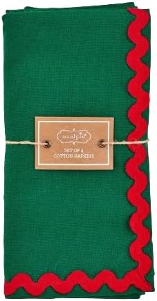 Mud Pie RIC Rac Napkin Set 18 x 18 Green