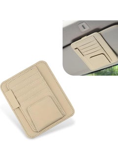 Oasisgalore 1 PC Car Sun Visor Card Holder Replacement, 6.10In x 4.92In Large Capacity Leather Vehicle Visor Sunglasses Organizer Clip, Universal Automotive Pen Pocket Accessories for Truck SUV (Beige)  - Image 1