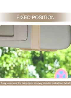 Oasisgalore 1 PC Car Sun Visor Card Holder Replacement, 6.10In x 4.92In Large Capacity Leather Vehicle Visor Sunglasses Organizer Clip, Universal Automotive Pen Pocket Accessories for Truck SUV (Beige)  - Image 4