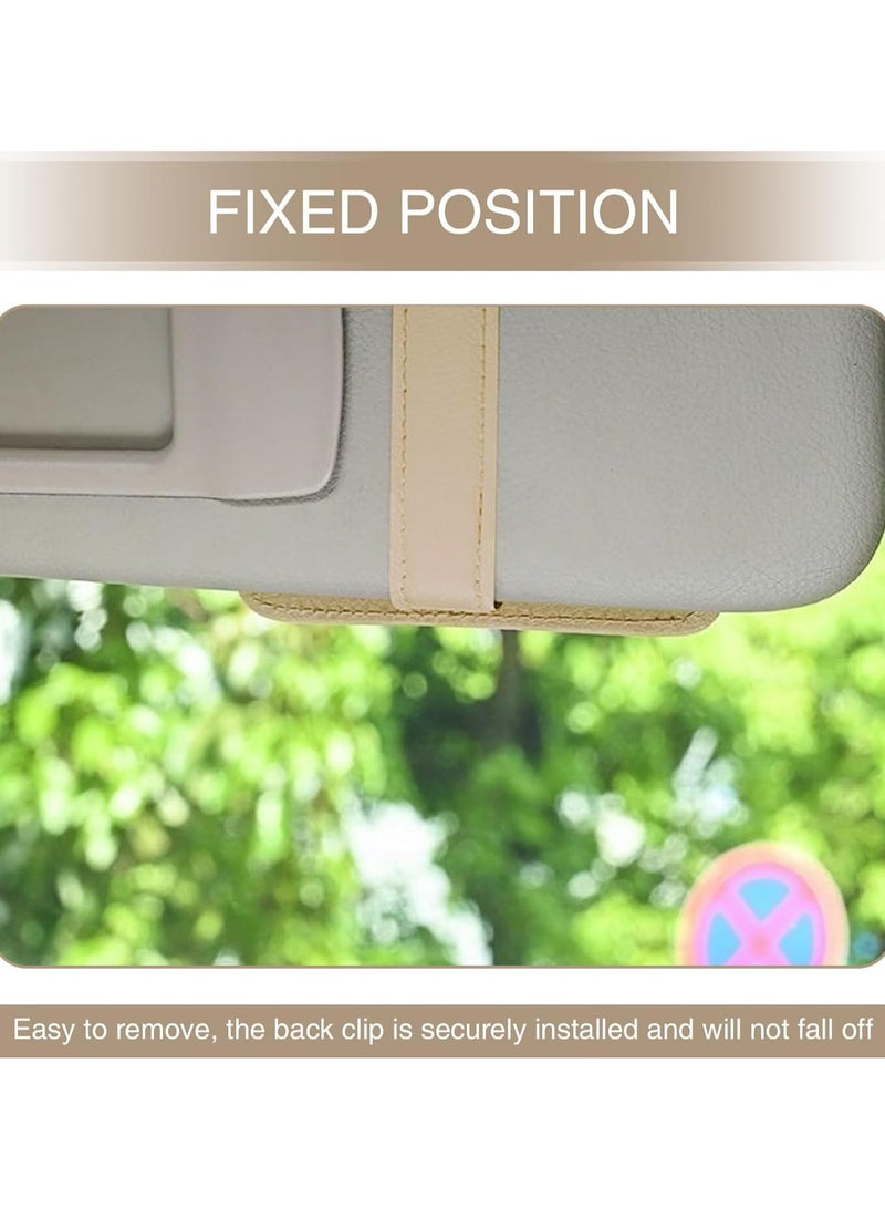 Oasisgalore 1 PC Car Sun Visor Card Holder Replacement, 6.10In x 4.92In Large Capacity Leather Vehicle Visor Sunglasses Organizer Clip, Universal Automotive Pen Pocket Accessories for Truck SUV (Beige) - Image 4
