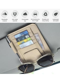 Oasisgalore 1 PC Car Sun Visor Card Holder Replacement, 6.10In x 4.92In Large Capacity Leather Vehicle Visor Sunglasses Organizer Clip, Universal Automotive Pen Pocket Accessories for Truck SUV (Beige)  - Image 5