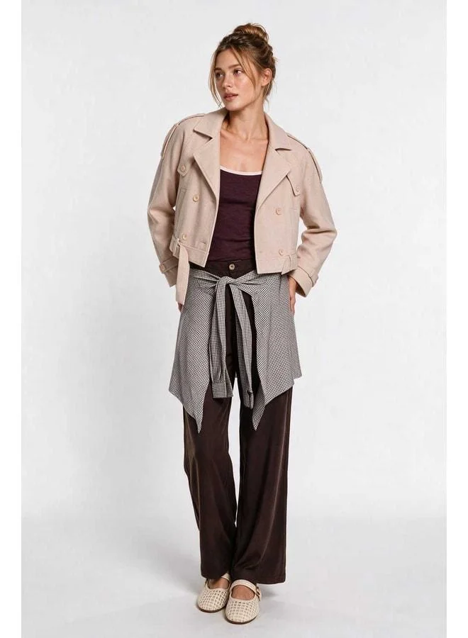 Lovely Istanbul Tencel Pants with Shirt Tie Detail LBY0074 Brown.