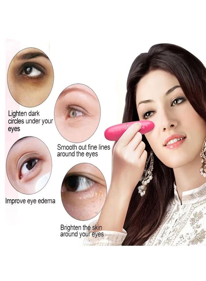 قلمان صغيران لتدليك العين كهربائياً، أداة تدليك العين، أداة تجميل العين (وردي + أبيض) - Image 2