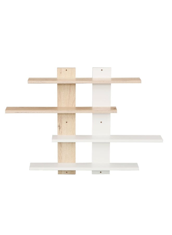 DANUBE HOME رف حائط كوليس 4 طبقات - أثاث غرفة معيشة أنيق من البلوط/الأبيض، خشب هندسي، 85×11.5×60 سم، مثالي لديكور المنزل والتخزين، 4 رفوف، تشطيب ميلامين - Image 4