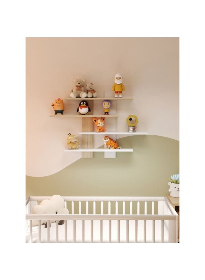 DANUBE HOME رف حائط كوليس 4 طبقات - أثاث غرفة معيشة أنيق من البلوط/الأبيض، خشب هندسي، 85×11.5×60 سم، مثالي لديكور المنزل والتخزين، 4 رفوف، تشطيب ميلامين - Image 1