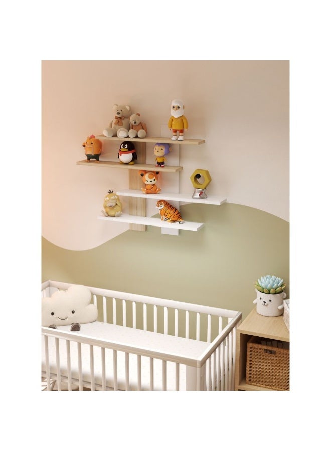 DANUBE HOME رف حائط كوليس 4 طبقات - أثاث غرفة معيشة أنيق من البلوط/الأبيض، خشب هندسي، 85×11.5×60 سم، مثالي لديكور المنزل والتخزين، 4 رفوف، تشطيب ميلامين - Image 5