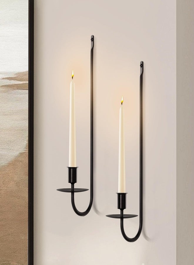 XAROO Candle Sconces Set of 2, Taper & Pillar Wall Candle Holder, Black Wall Sconces Set of Two, Decor for Entryway, Stair Corner, Living Room - Image 1