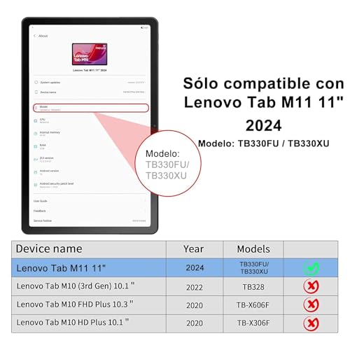 BORIYUAN Touch Keyboard Case for Lenovo Tab M11 / K11 LTE 11 Inch 2024, Detachable Wireless Bluetooth Keyboard Cover, Folio PU Leather Case with Pencil Holder Auto Wake/Sleep, Multi-Angle Kickstand, Trackpad - Image 2