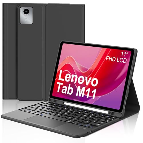 BORIYUAN Touch Keyboard Case for Lenovo Tab M11 / K11 LTE 11 Inch 2024, Detachable Wireless Bluetooth Keyboard Cover, Folio PU Leather Case with Pencil Holder Auto Wake/Sleep, Multi-Angle Kickstand, Trackpad - Image 1