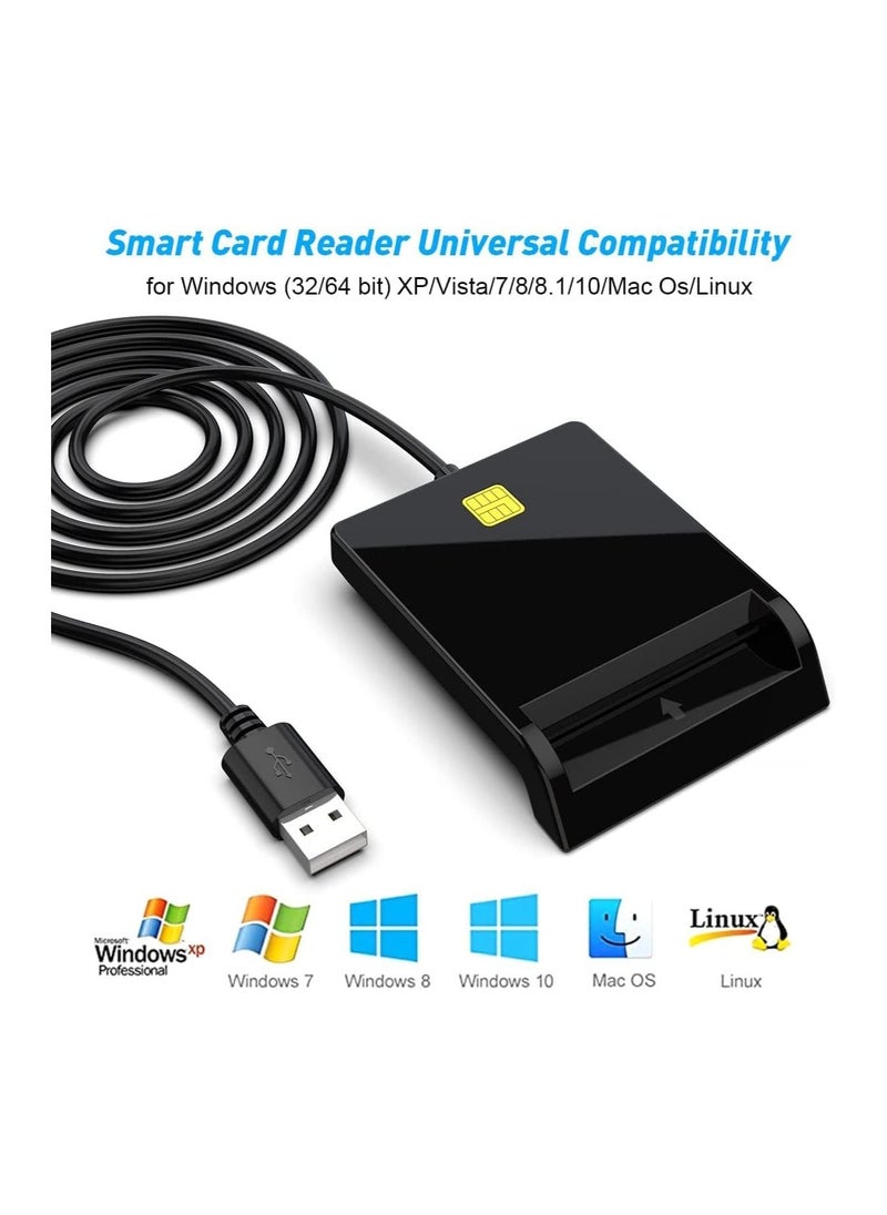 Generic - Smart Card Reader USB ID Card Reader, USB Card Reader for Bank Card SIM/Chip/IC/CAC Card, Plug & Play, SIM Card Reader Compatible with Windows, Linux, Mac OS 10.5 and above - Image 1