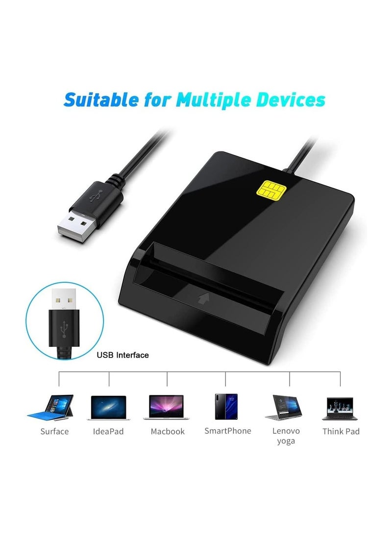 Generic - Smart Card Reader USB ID Card Reader, USB Card Reader for Bank Card SIM/Chip/IC/CAC Card, Plug & Play, SIM Card Reader Compatible with Windows, Linux, Mac OS 10.5 and above - Image 1