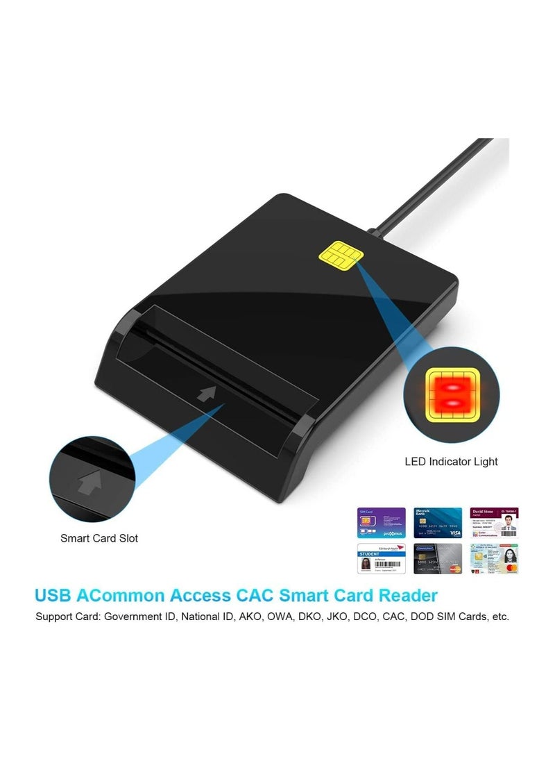 Generic - Smart Card Reader USB ID Card Reader, USB Card Reader for Bank Card SIM/Chip/IC/CAC Card, Plug & Play, SIM Card Reader Compatible with Windows, Linux, Mac OS 10.5 and above - Image 1