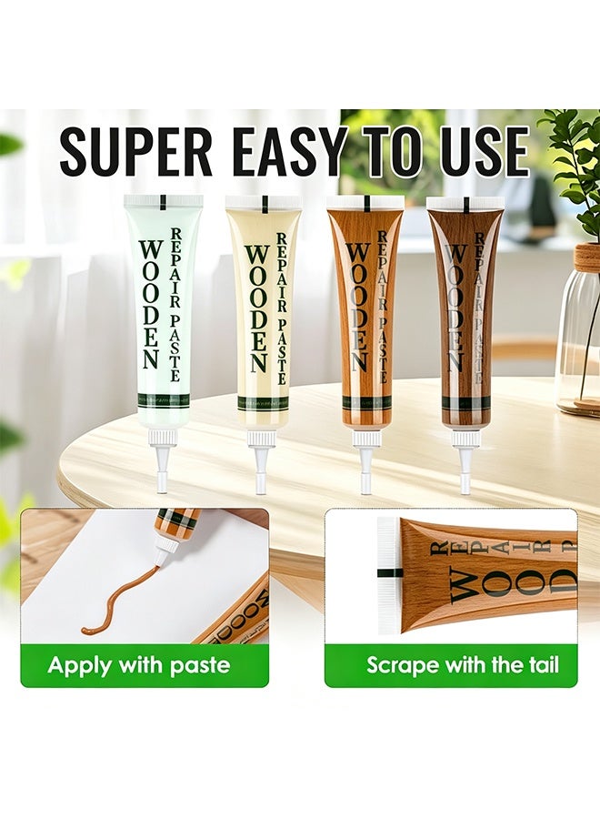 Woodeze Wooden Repair Paste 4 Colors Wood Furniture Filler For Scratches Cracks Nail Holes Restore Door Table Floor Cabinet Surfaces,4pcs - Image 2