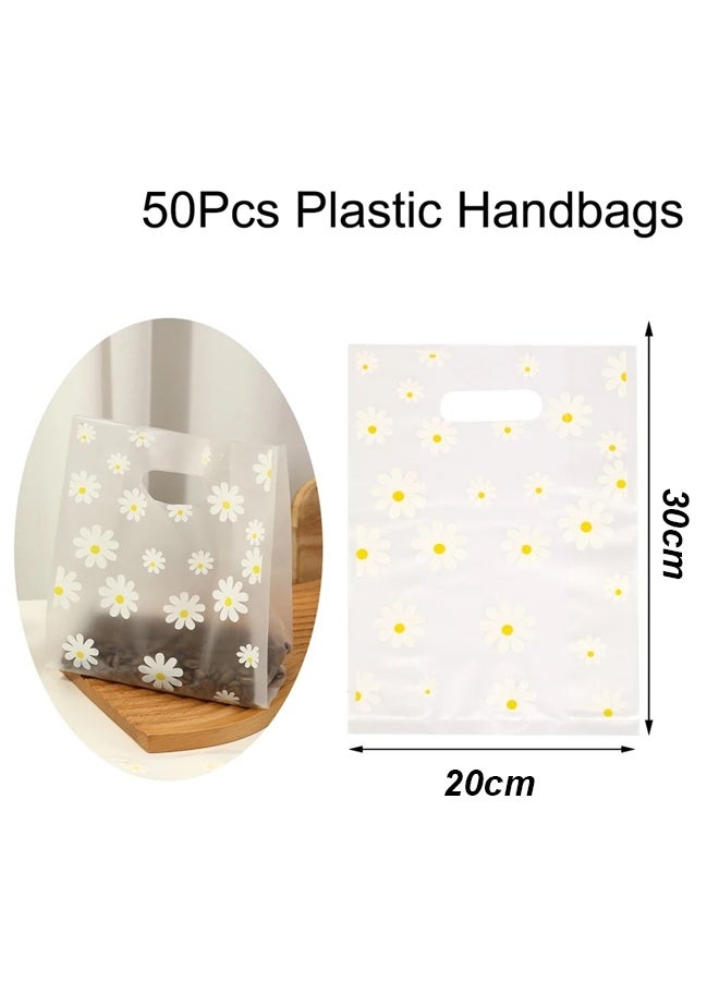 50 Pieces Reusable Transparent Bags For Gifts And Distributions Decorated With Flowers, Food Bags, Clear Bags, Flower Bags, Clear 20×30cm - Image 2