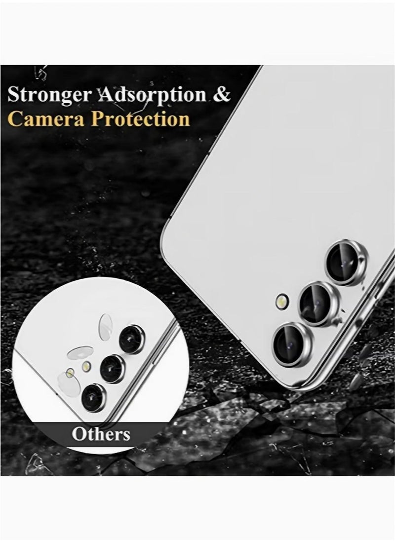 Generic - Samsung Galaxy A14/A34 Camera Lens Protector Individual Tempered Glass Camera Screen Protector Metal Ring Lens Cover for Galaxy A14/A34 Accessories 1 Set Silver - Image 1