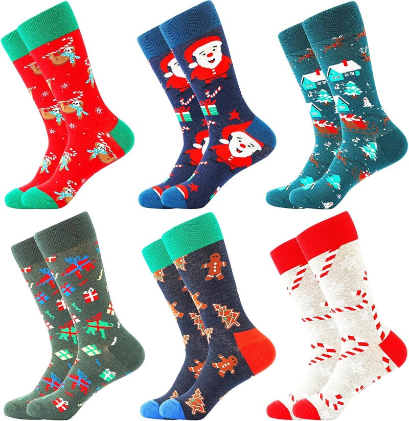 BISOUSOX Mens Dress Socks Funny Fun Colorful Crazy Funky Crew Socks for Men Novelty Happy Cotton Size 9-12 - Image 1