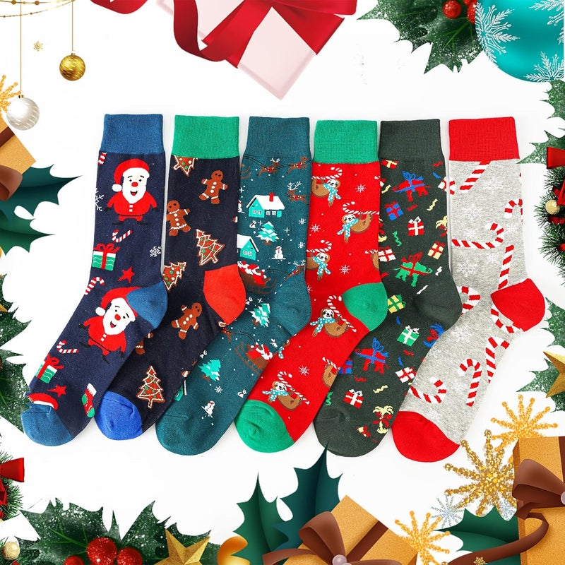 BISOUSOX Mens Dress Socks Funny Fun Colorful Crazy Funky Crew Socks for Men Novelty Happy Cotton Size 9-12 - Image 2