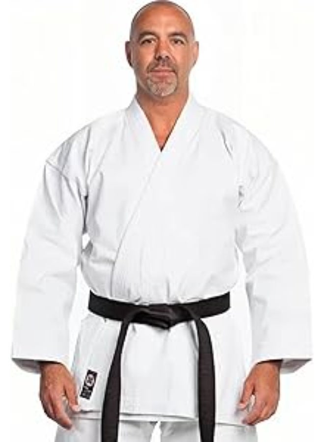 زي كاراتيه للرجال - زي كاراتيه متوسط الوزن للفنون القتالية - نسيج مقاوم للانكماش يمتص العرق - قابل للغسل في الغسالة - حزام أبيض مجاني، قميص كاراتيه قطني ناعم (XL، 165-174 سم)