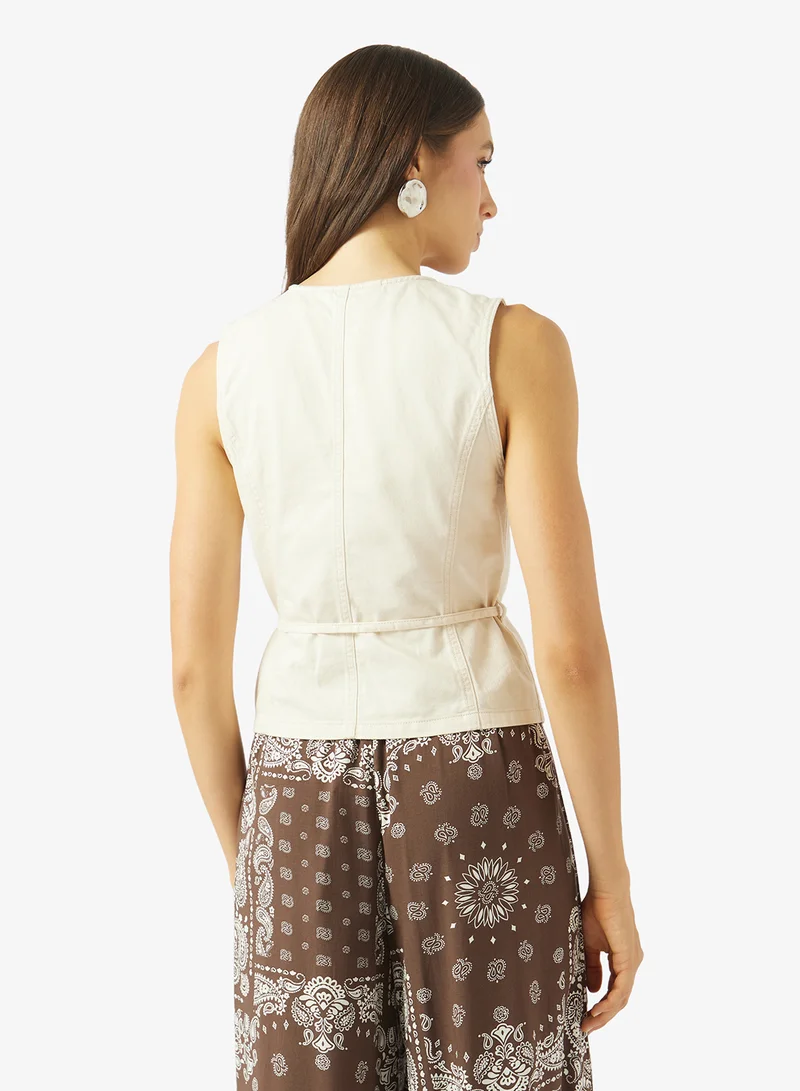 اونلي Sleeveless Belted Waistcoat