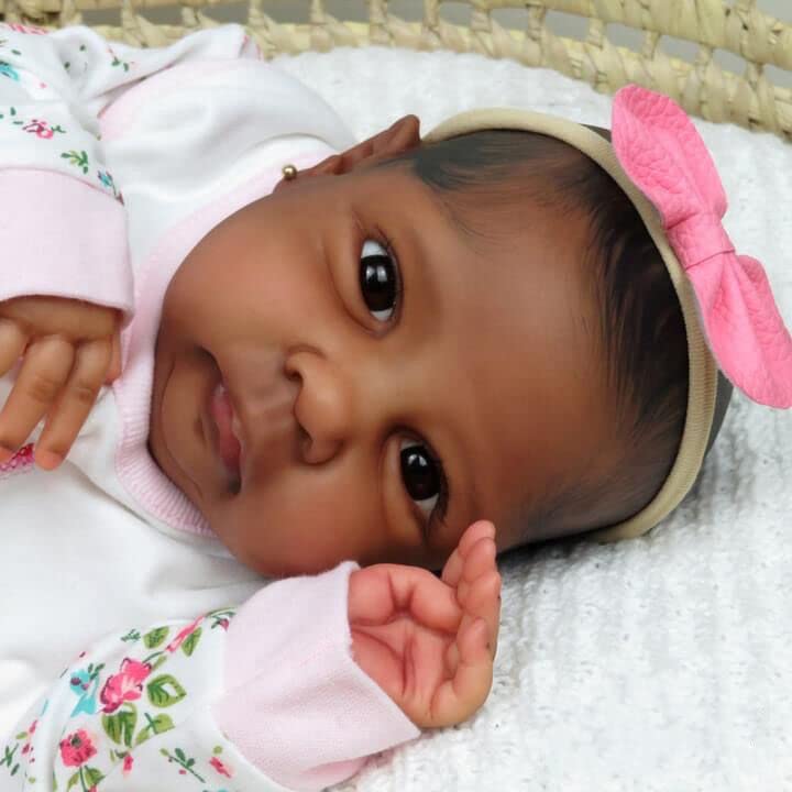 KOKOMANDY 19 inch Reborn Baby Dolls Black Girl African American Silicone Reborn Doll Realistic Newborn Weighted Baby Doll That Look Real Toddler Kids Birthday Gifts Dolls Toys Accessories - Image 1