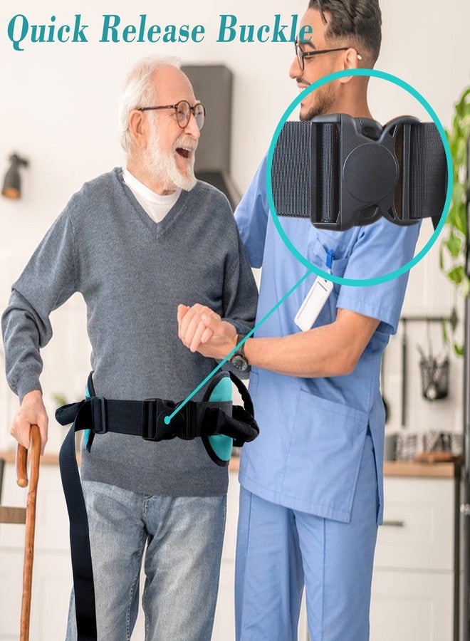 GLUKIEWT Gait Belts for Seniors Transfer Belt with Padded Handle Widen Non Slip Gate Belt for Lifting Elderly & Patient Medical Aid Walking Gait Belt with Quick Release Buckle Fit for 33.5" -55" Waist - Image 2